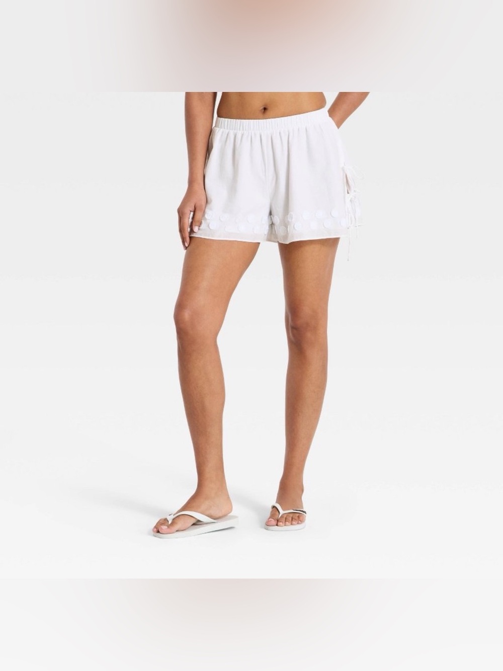a new day White Scallop Hem Tie-Side Women's Shorts